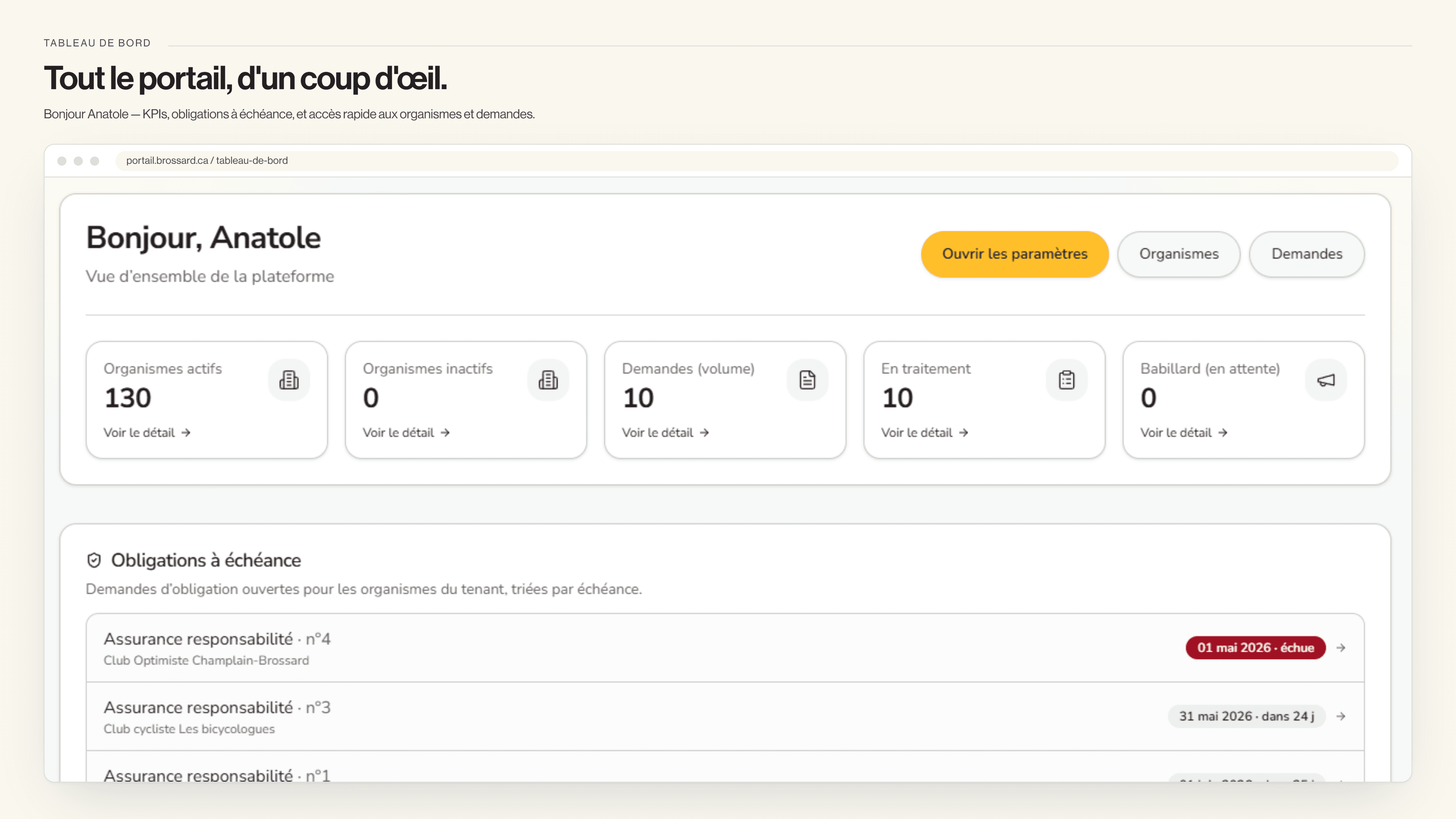 Mise à jour majeure — Portail Organismes Hubigo